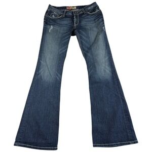 Buckle BKE Starlite Bootcut Jeans Womens 32x33 Blue Whiskering Denim Low Rise